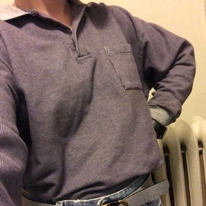 Vintage Purple and Gray striped Polo Sweatshirt